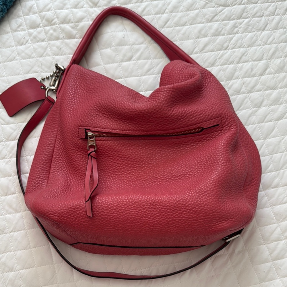 Coach Coral Pink Leather Hobo Bag